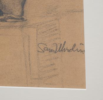 SAM UHRDIN, kolteckning/blyerts. Signerad och daterad -12.