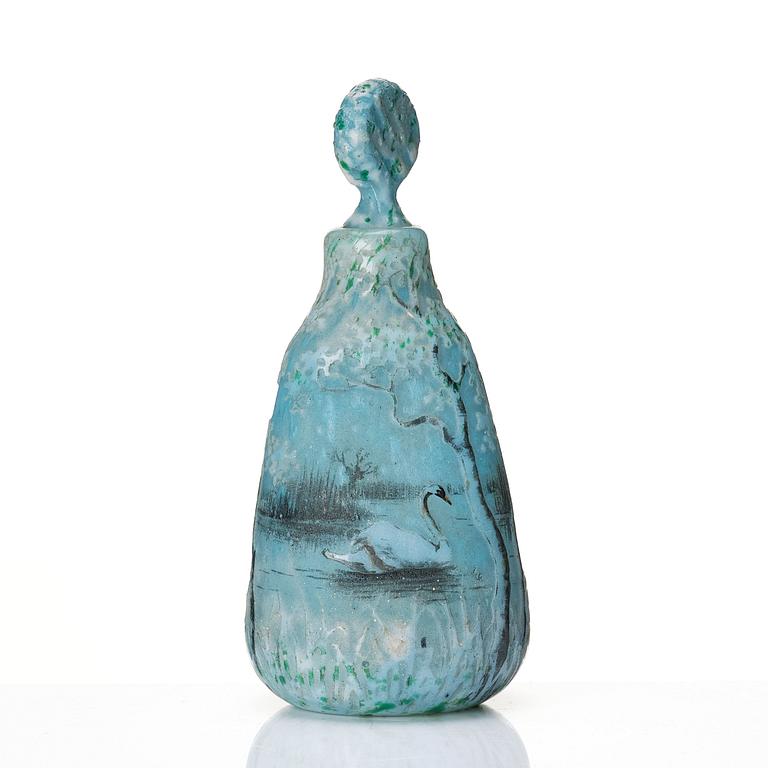 Daum, flaska med propp, Nancy, Frankrike, Art Nouveau, ca 1900.