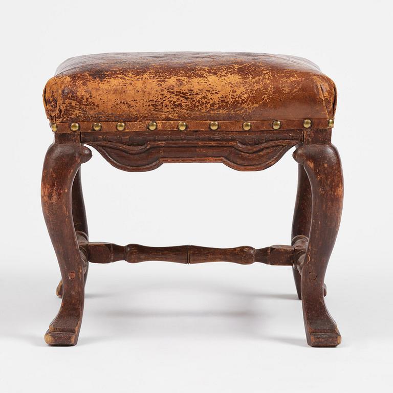 A Swedish late baroque stool, mid 18th century.