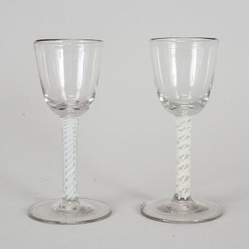 A pair of 18th century wine glasses.