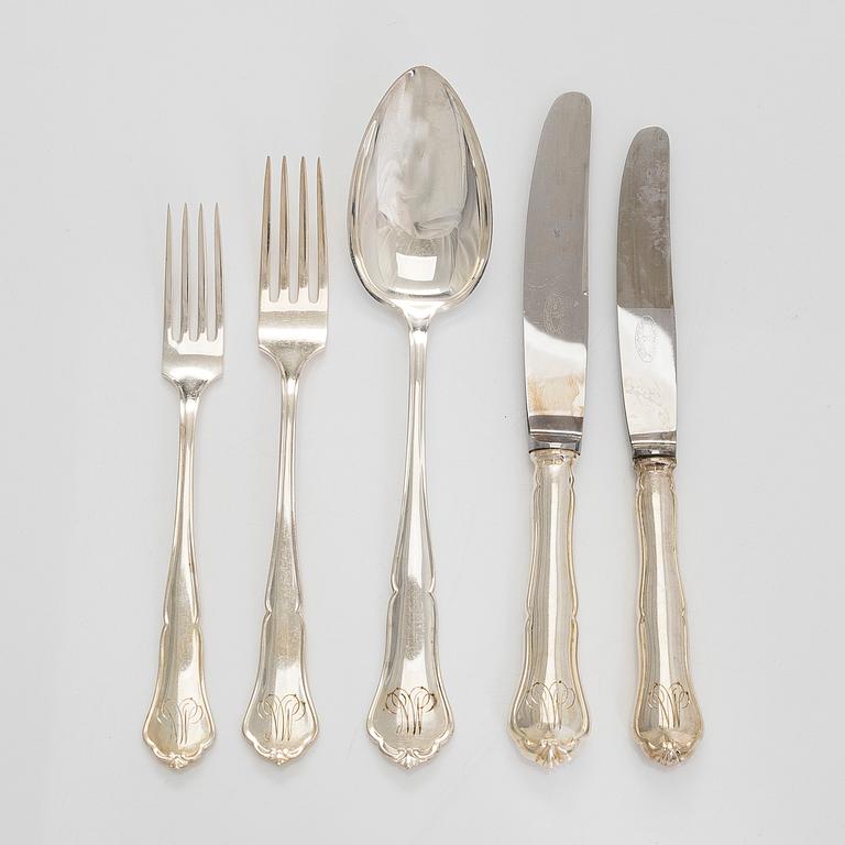 Silver cutlery, 43 pieces, "Chippendale", Kultakeskus, Tavastehus, 1960.