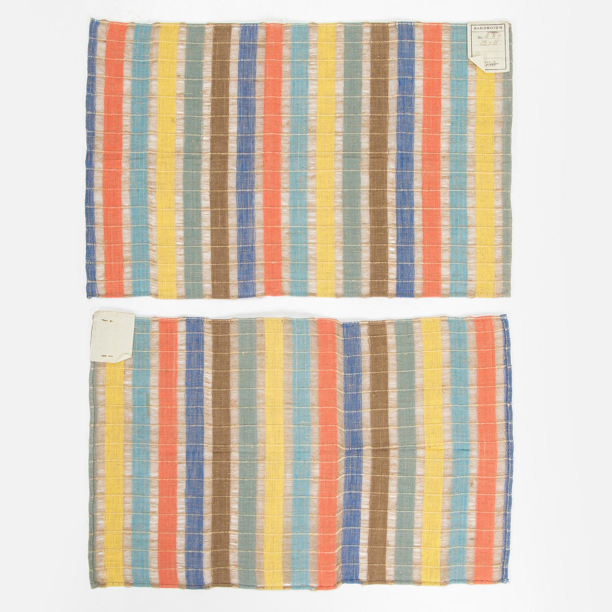 Margareta Ahlstedt-Willandt, five tablets, and four clothes, manufacturer Ateljee Margareta Ahlstedt-Willandt.