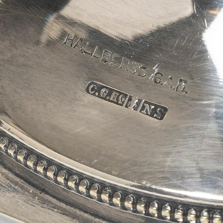 A pair of silver plated candelabra, CG Hallbergs Guldsmeds Ab, Stockholm, first half of the 20th century.