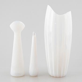 Uno Westerberg, three 'Spectra' glass vases, Pukeberg, Sweden, mid20th century.