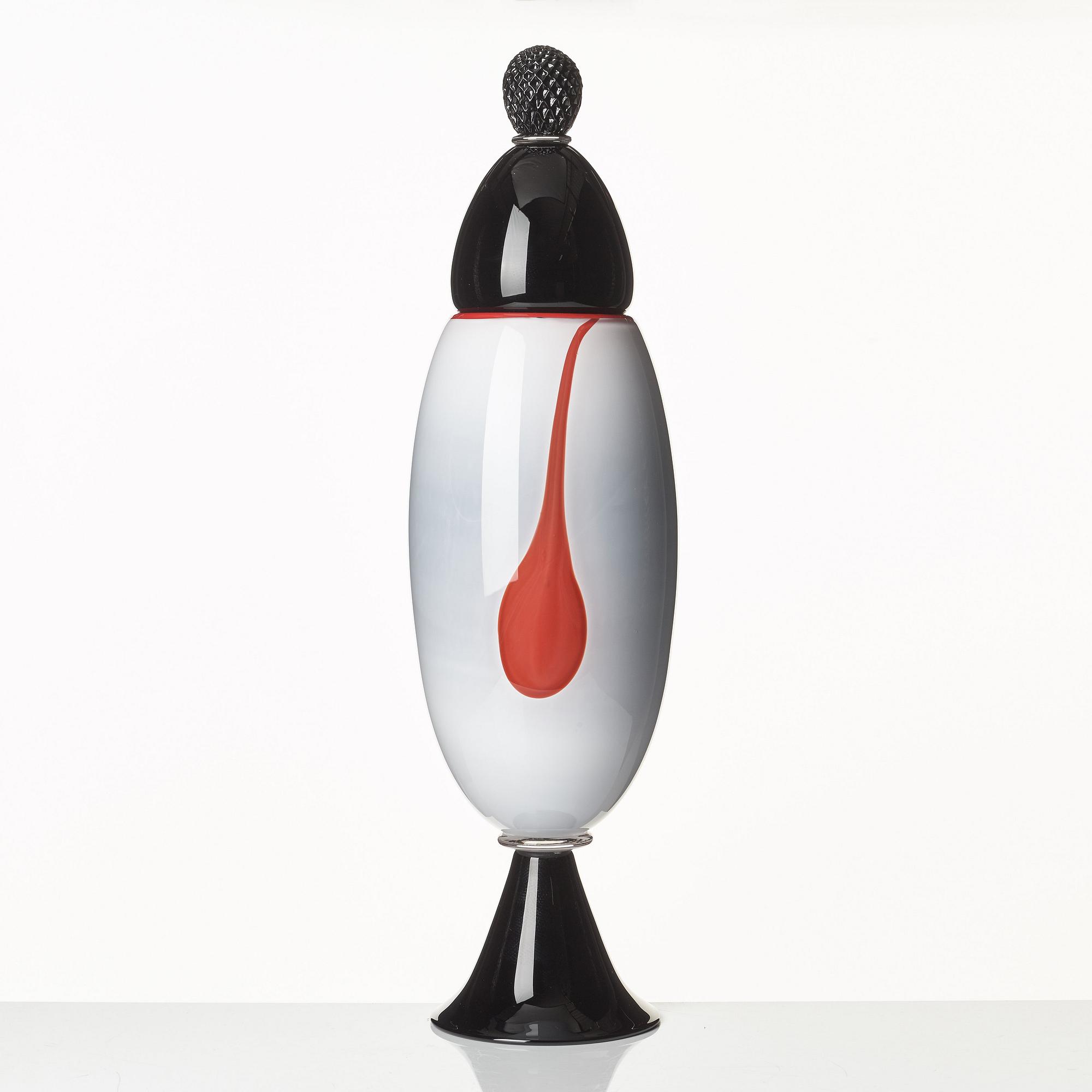 AKTAS Artglass, pokal med lock, "Goblet No 7", graal, Peter Hermansson och Micke Johansson, 2010, unik.