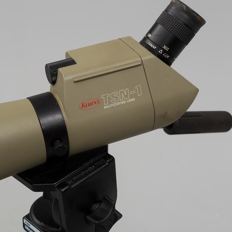 A Kowa TSN-1 spotting scope with a Manfrotto tripod.