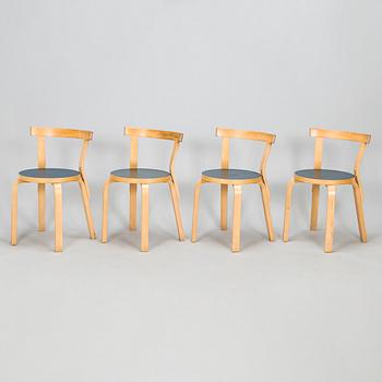 Alvar Aalto, tuoleja, 4 kpl, malli 68, Artek 1970-luku.