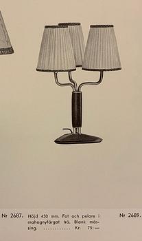 Carl-Axel Acking, a table lamp model "2687", Bröderna Malmströms Metallvarufabrik, Malmö, 1940s.