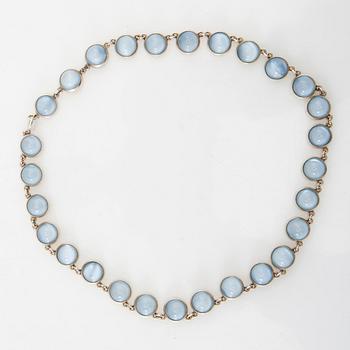 Necklace, bracelet, and earrings silver with glass, Mattsson & Olsson Malmö 1957.