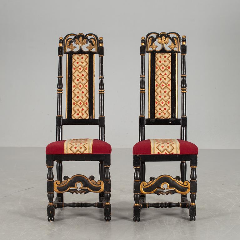 STOLAR, ett par, barockstil, 1800-tal.