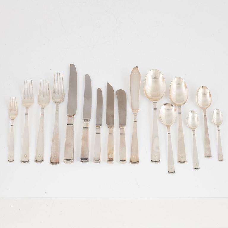 Jacob Ängman, besticksservis, 130 delar. silver "Rosenholm", Stockholm, 1946-1967.