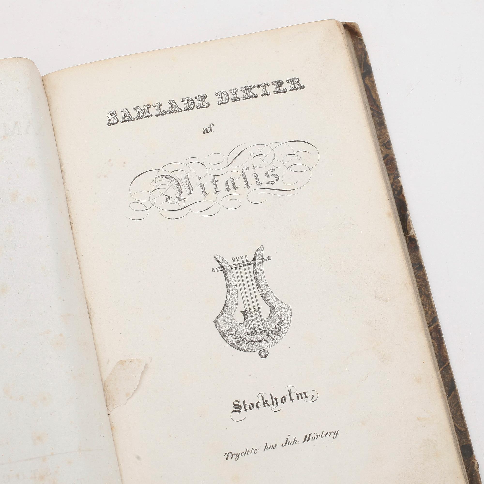 PARTI BÖCKER, 4 st, "Fredmans epistlar", dikter av Vetalis, matsvampar och matematik, 1800-tal.