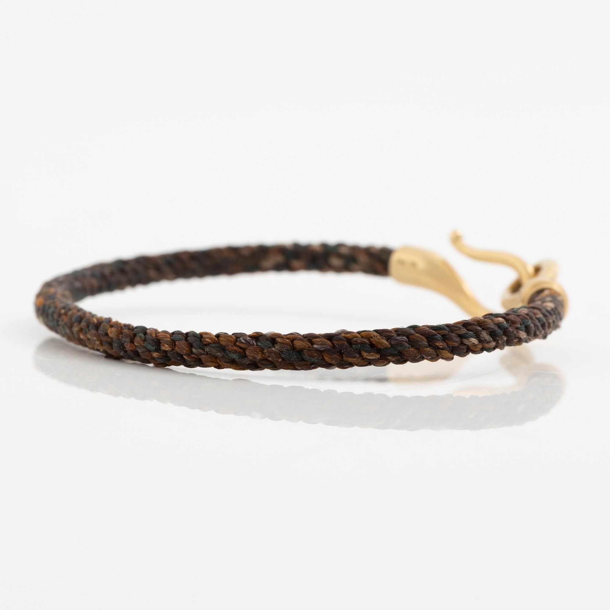 Ole Lynggaard bracelet 18K gold and textile/rope "Life".