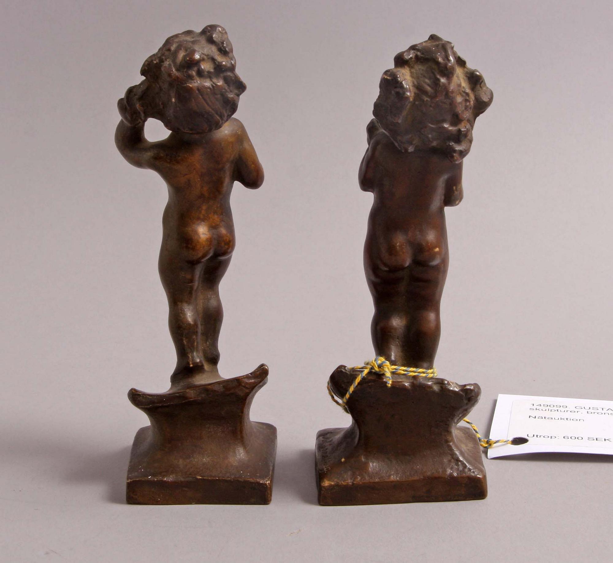 GUSTAF SANDBERG, 2 st, skulpturer, brons, sign.