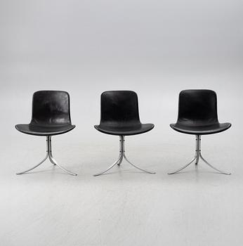 Poul Kjaerholm, a set of three "PK9" chairs, E. Kold Christensen, Denmark, 1960s.