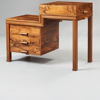A Carl Hörvik modernist palisander desk by Nordiska Kompaniet for the 1930 Stockholm Exhibition, Sweden.