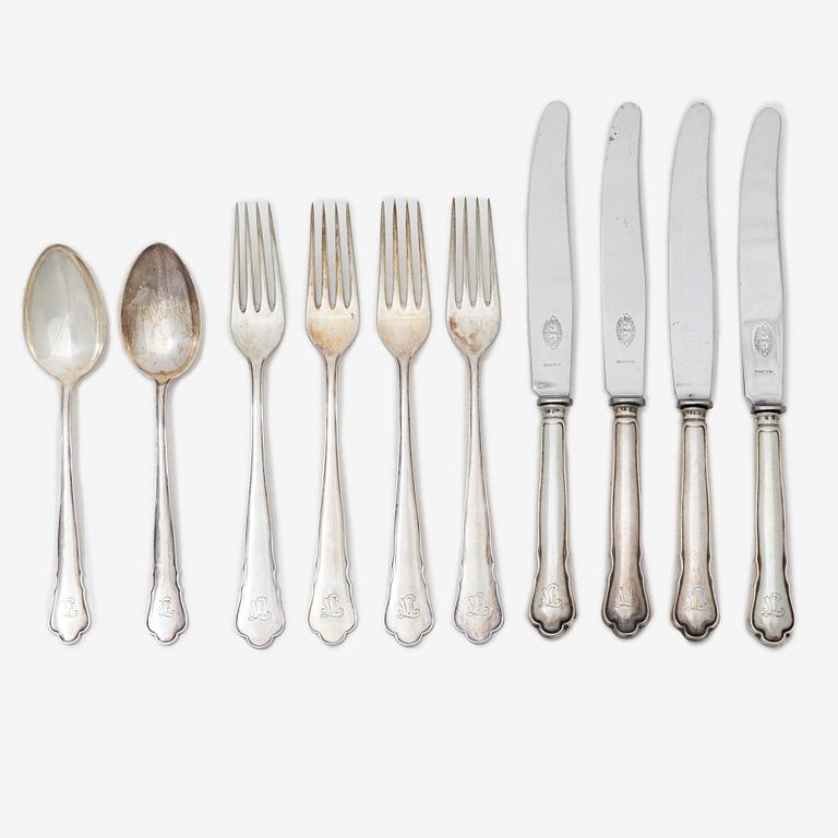 Cutlery, 10 pcs, silver, 'Chippendale', GAB, Stockholm.