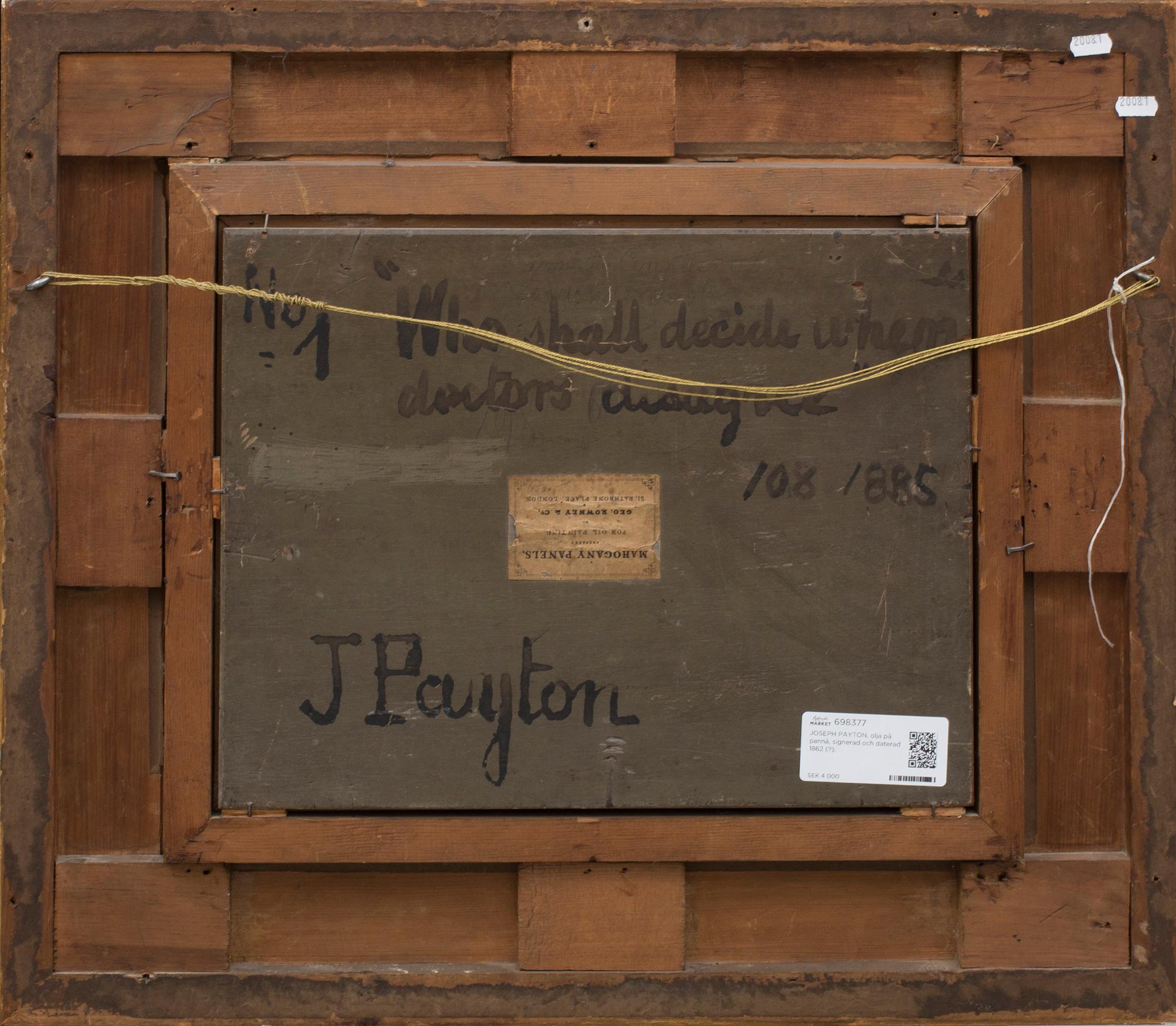 JOSEPH PAYTON, olja på pannå, signerad och daterad 1862 (?).