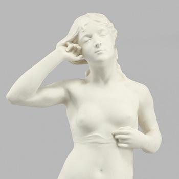 SKULPTUR, Parian, "Snöklockan", efter Per Hasselberg, Gustavsberg, daterad 1914.