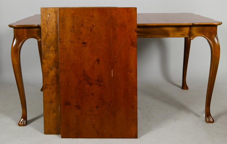 MATSALSMÖBEL, 8 delar, rokokostil, Axel Bäck, Eksjö, 1950.