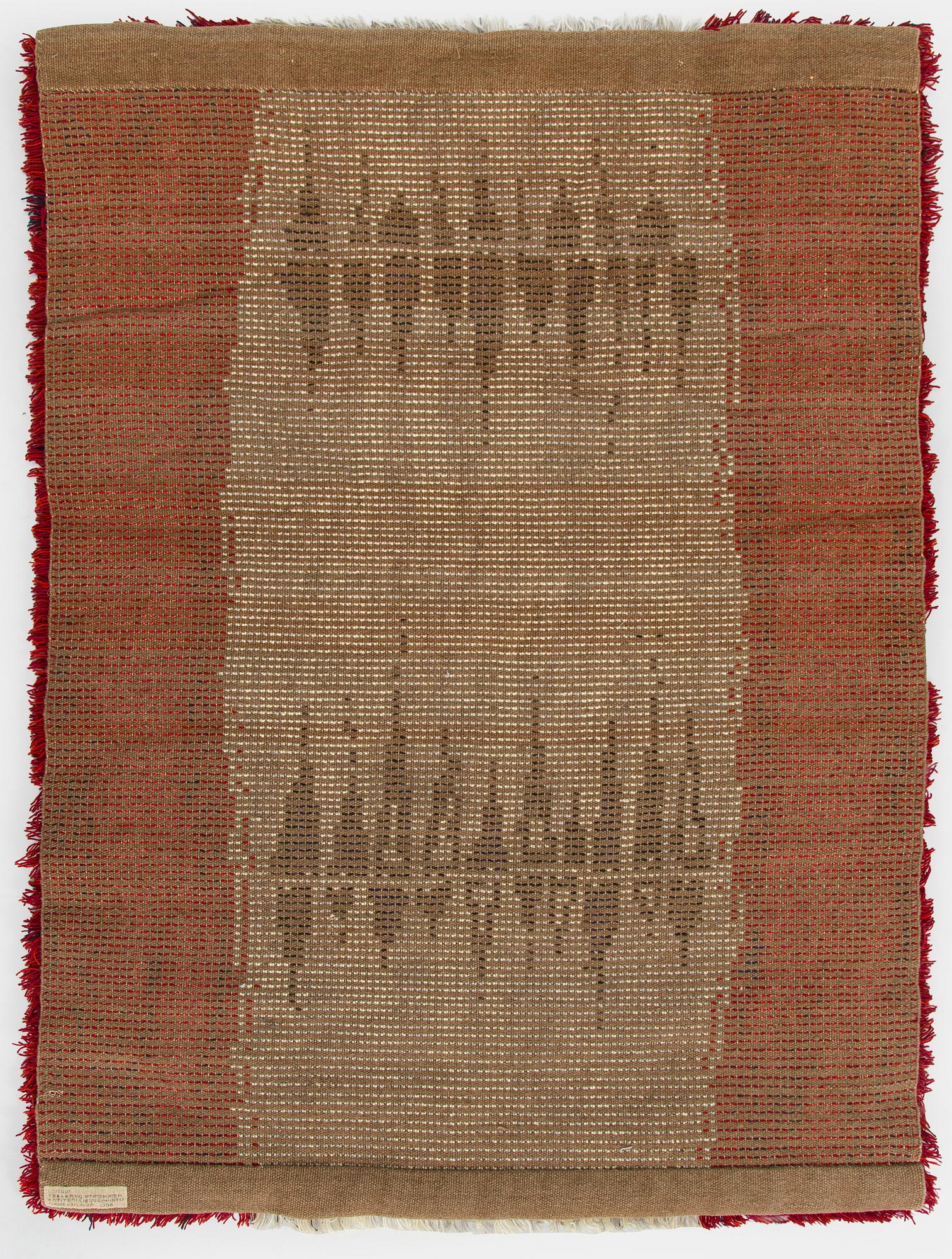 Tellervo Strömmer, a Finnish rya rug, Kotiteollisuusopisto, Hämeenlinna, Finland 1958. Ca 150 x 105 cm.