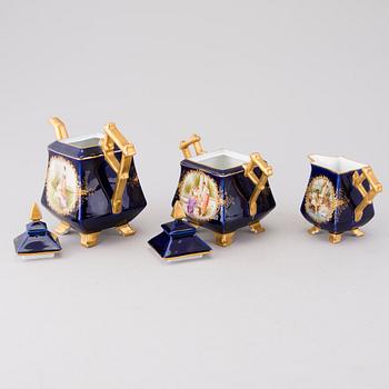 KAFFESERVIS 6 DELAR, porslin, "tête-à-tête", Kuznetsov Dulevo fabriken 1891-1917.