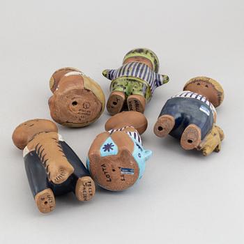 Lisa Larson, five stoneware figurines, 'Larsons ungar' for Gustavsberg.