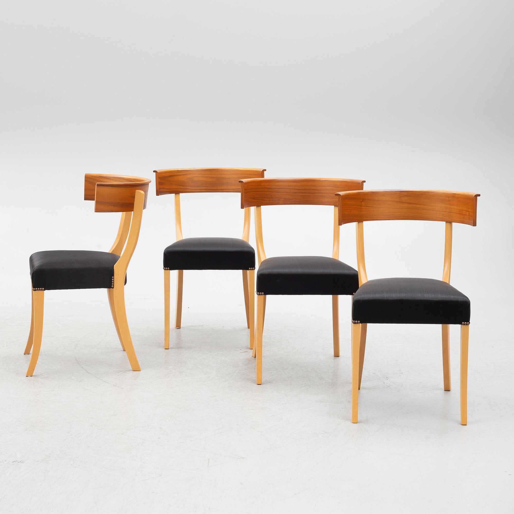 Josef Frank, a set of 4 Klismos chairs, model B 300, Firma Svenskt Tenn, Sweden, 2012.