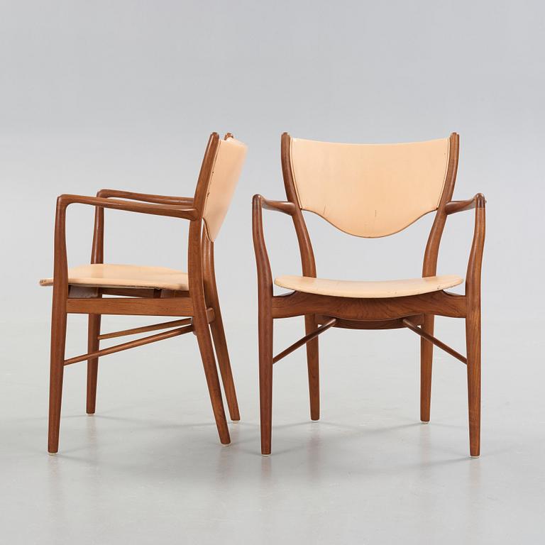 Finn Juhl, a pair of teak 'BO 72' easy chairs, Bovirke, Denmark 1950's.