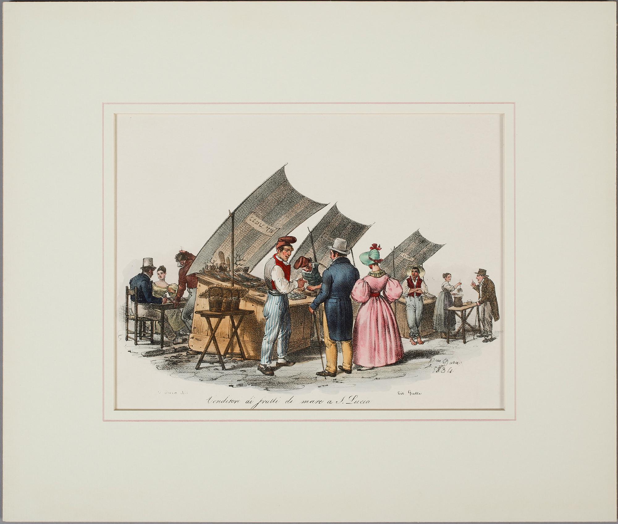 LITOGRAFISKA TRYCK, 5 st, Italien, omkring år 1900.