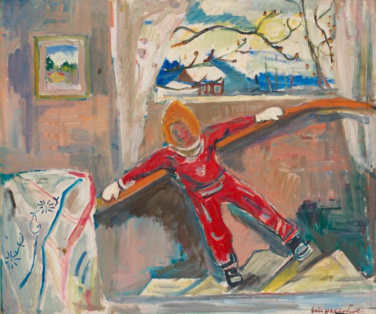 Eric Hallström, Boy in red overall.