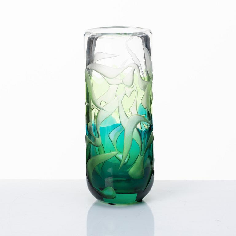 Vicke Lindstrand, a unique blasted glass vase, Kosta, Sweden 1950-60-s.