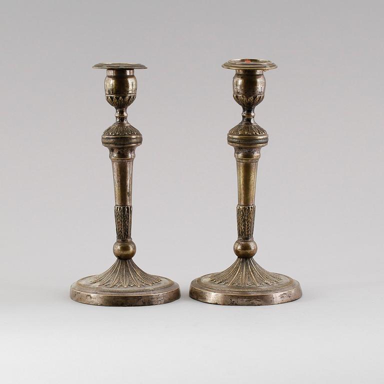 LJUSSTAKAR, 1 par, argent haché, empire, 1800-talets första hälft.