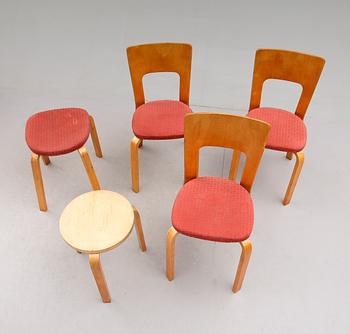 STOLAR, 4 st, "Artek", SAMT PALL,  Alvar Aalto, 1900-talets andra hälft.