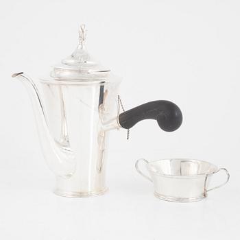 Kaffekanna samt sockerskål, silver, Karl Andersson, Stockholm, 1926.