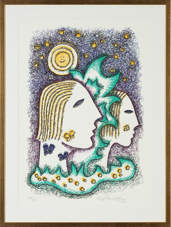 Sigvard Bernadotte, färglitografi, 1985, signerad 39/130.