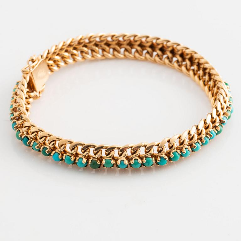 Armband 18K guld med turkoser.