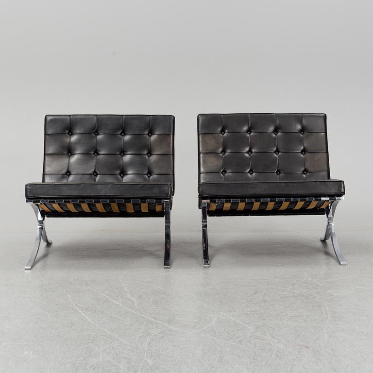 LUDWIG MIES VAN DER ROHE, fåtöljer, ett par, "Barcelona". Knoll International, 1960-tal.