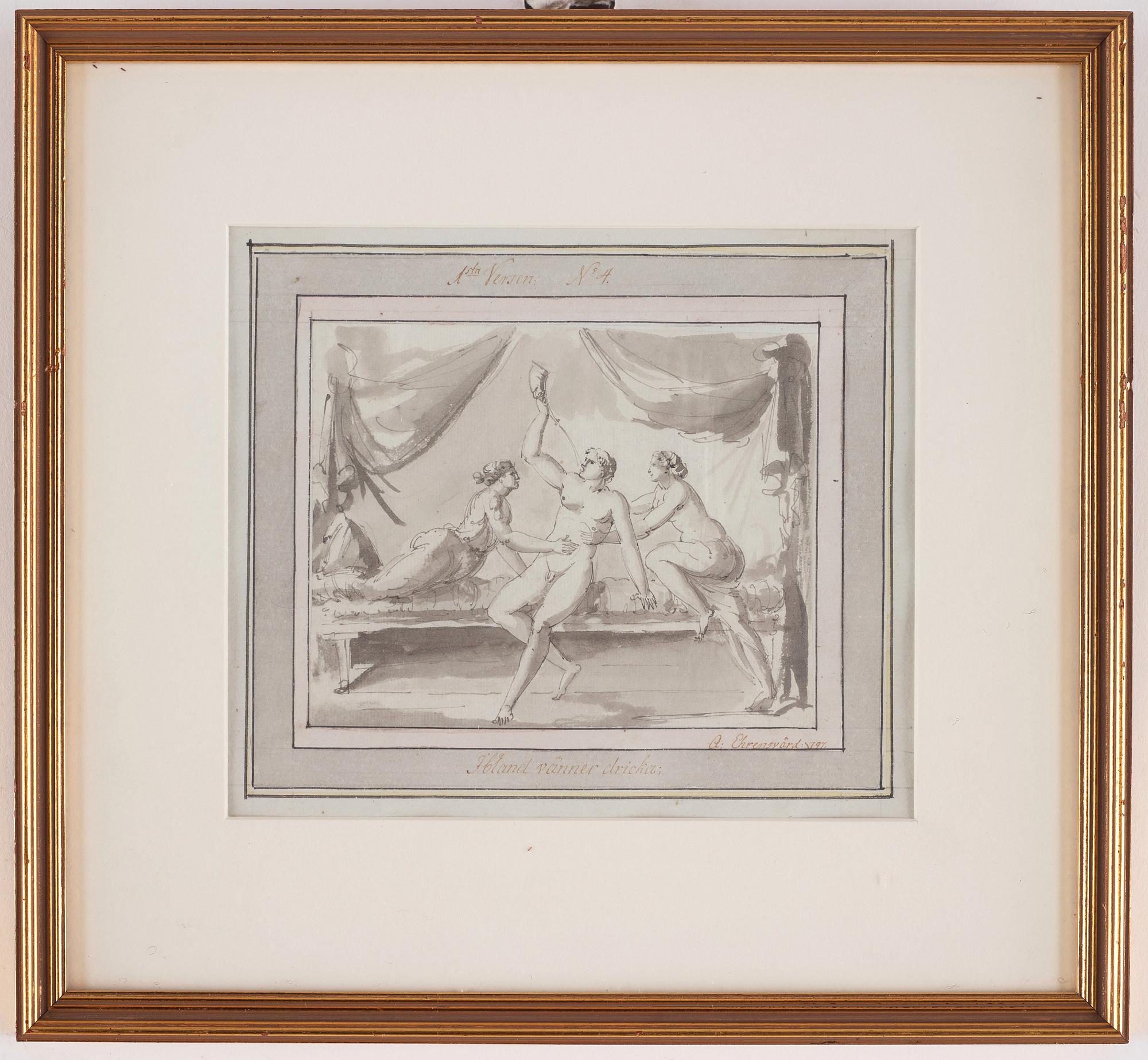 Carl August Ehrensvärd, "Goda gosse, glaset töm". Illustrations for drinking songs, 24.