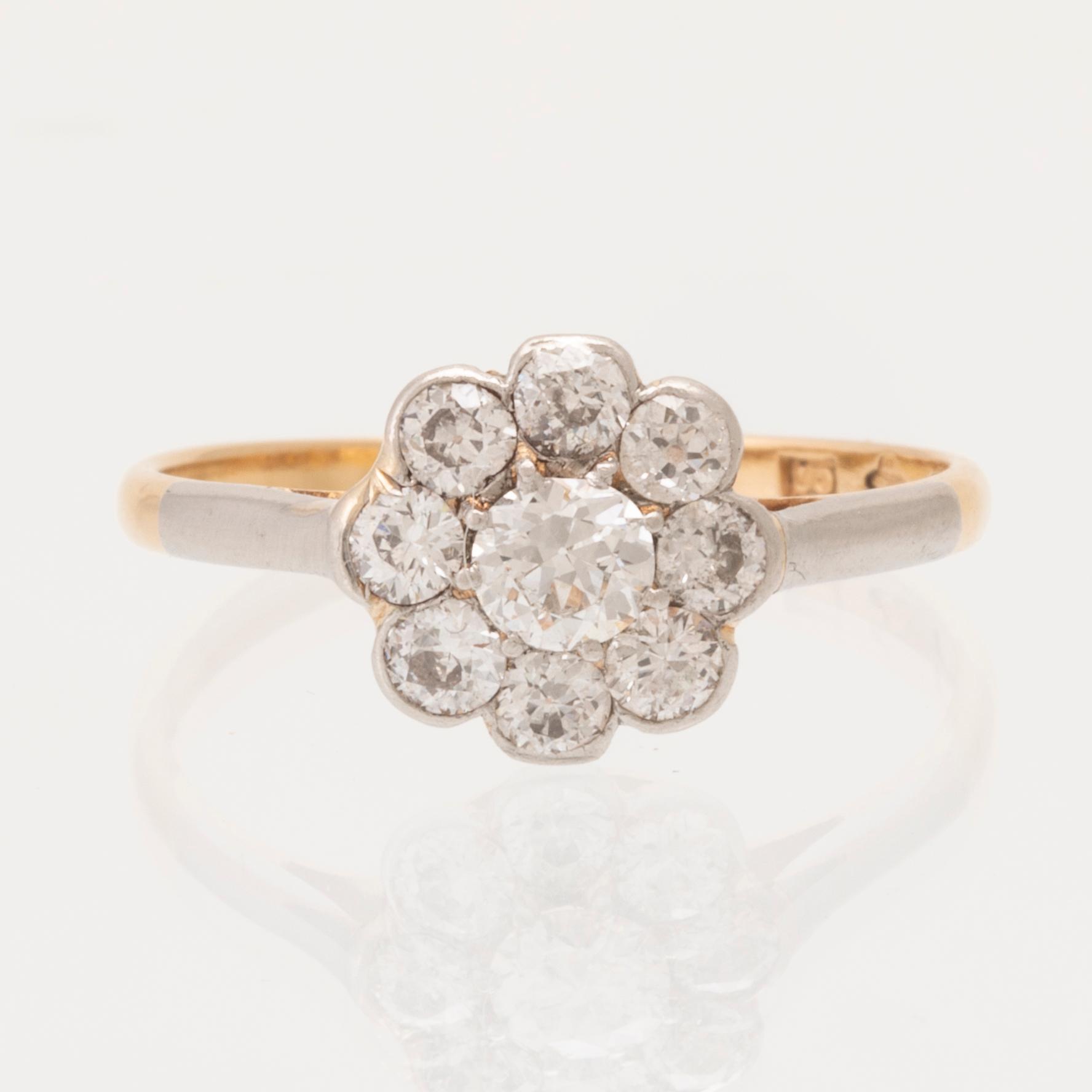 Ring Carmosé 18K red and white gold with round old-cut diamonds, K Anderson Stockholm 1918.