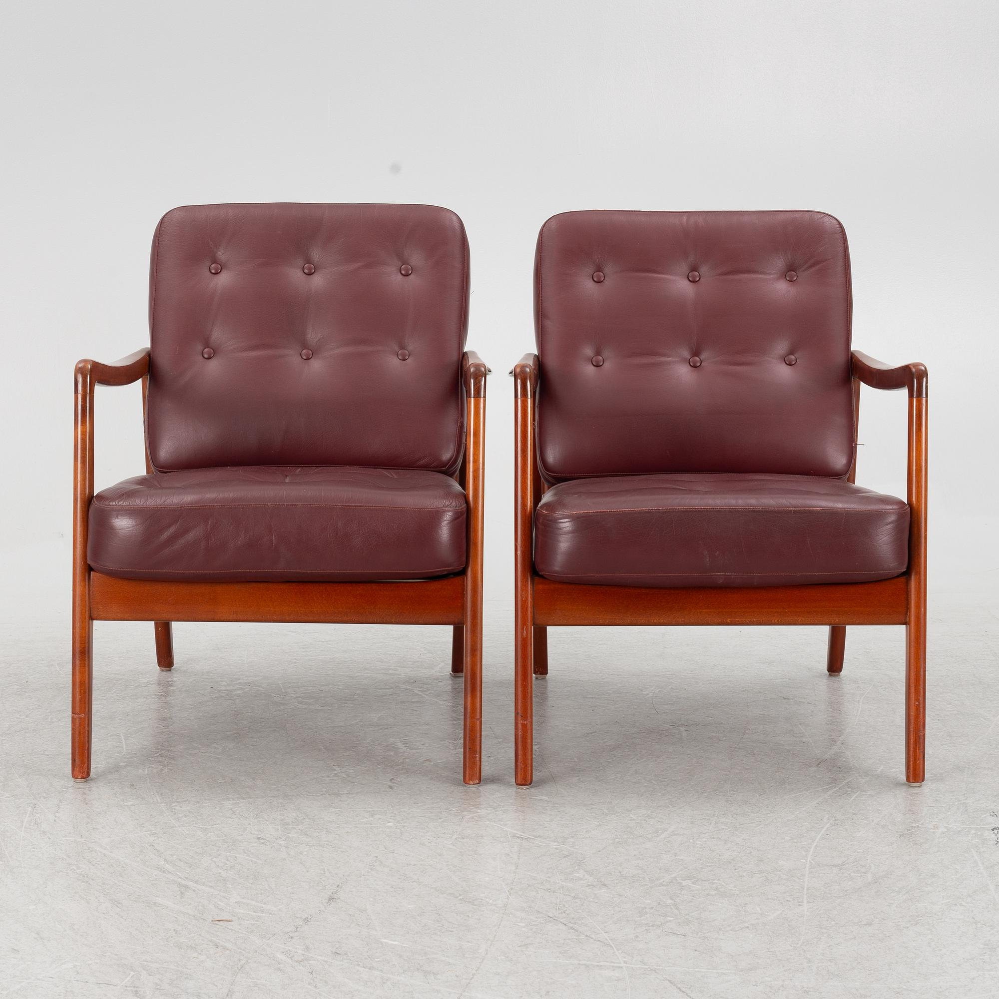Ole Wanscher, a pair of armchairs, Denmark, second half of the 20th century.