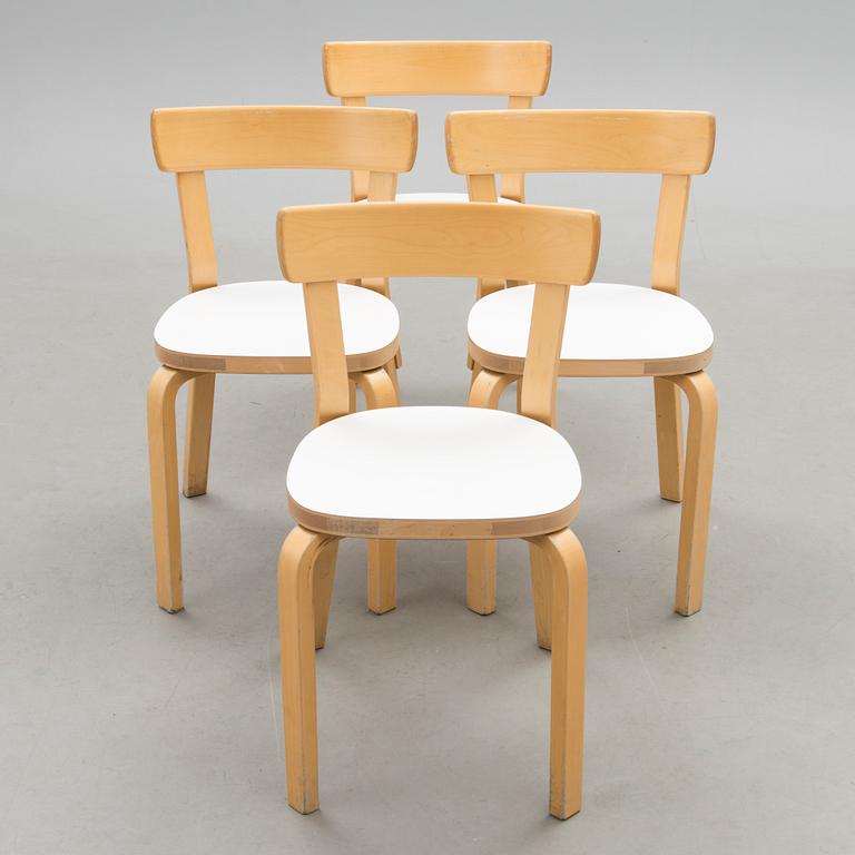 ALVAR AALTO, BORD, 1960/70-tal, STOLAR, 4 st, modell 69, Artek, 2000-tal.