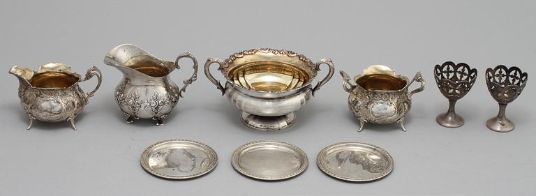 PARTI SILVER, 9 delar, 1900-tal. Vikt 575 g.