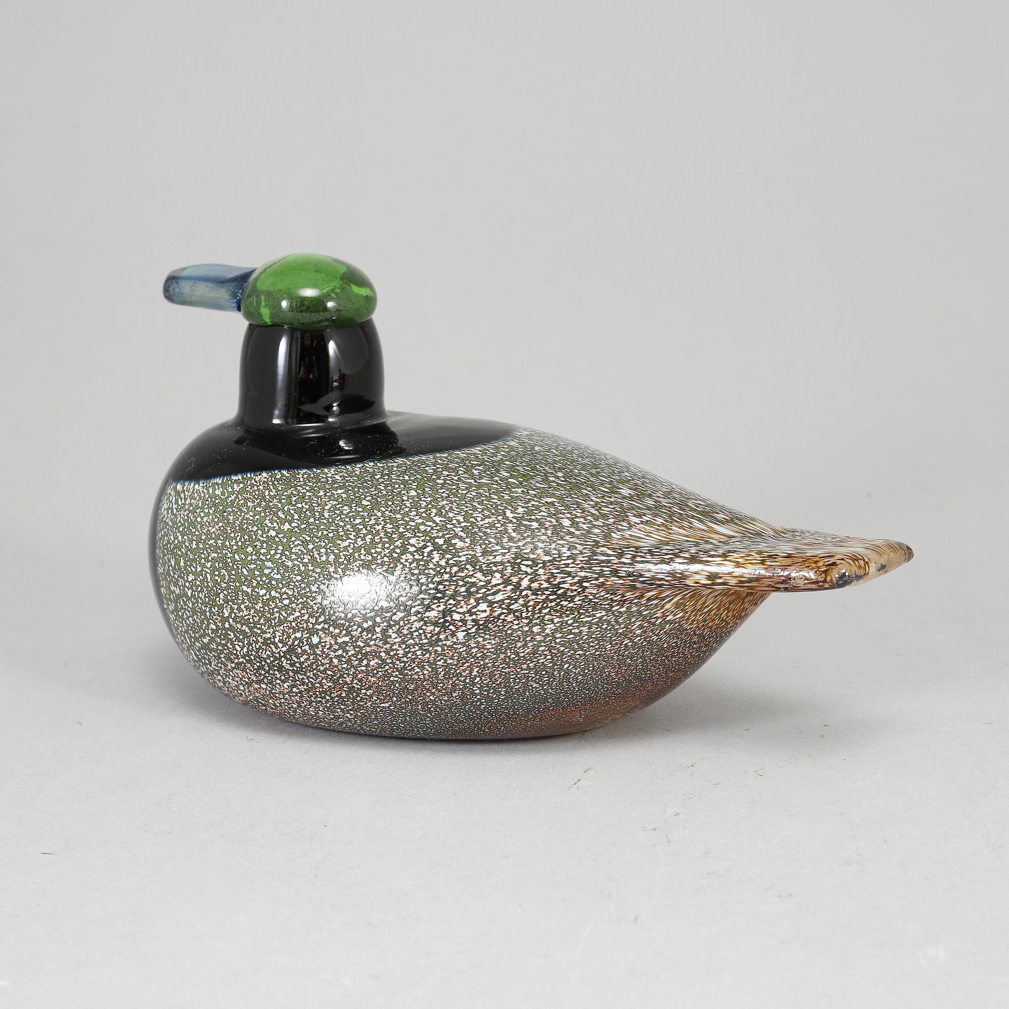 OIVA TOIKKA, lasilintu, Male Duck (Sorsauros) 1994–2006. Signeerattu O. Toikka Nuutajärvi.