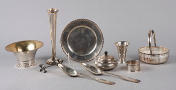 PARTI SILVER, 10 delar, olika tillverkare, mest Sverige, 1900-talets första hälft.