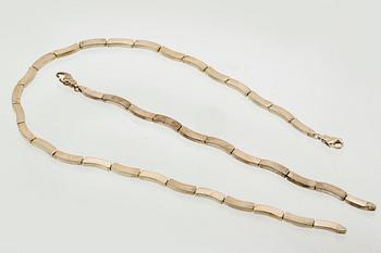 Silver necklace and bracelet, sterling silver.