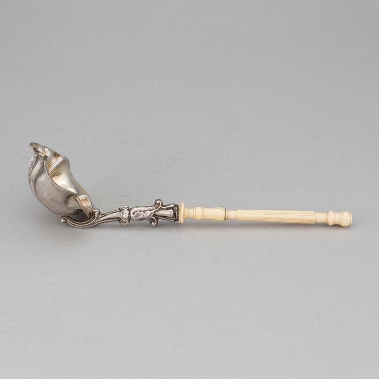 A silver soup ladle possible France second half of the 19th century.