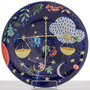 DORRIT VON FIEANDT, a decorative plate, 'Libra', from Horoscope series, signed DF Arabia. 1993-1997.