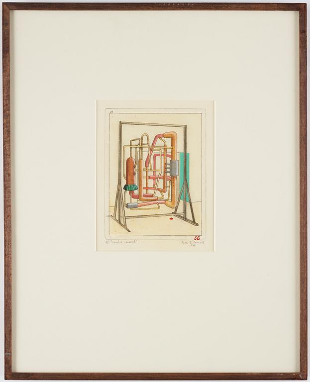 Sten Eklund, etching with watercolour, 1969, signed AP.
