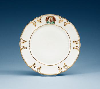 A set of 18  French armorial dinner plates, Lesage Fils, 19th Century.